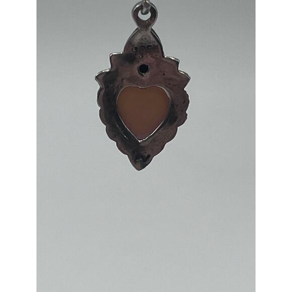 Vtg Signed M 925 Sterling Silver
Marcasite Mother of Pearl Heart
Dangle Earrings - Picture 14 of 15